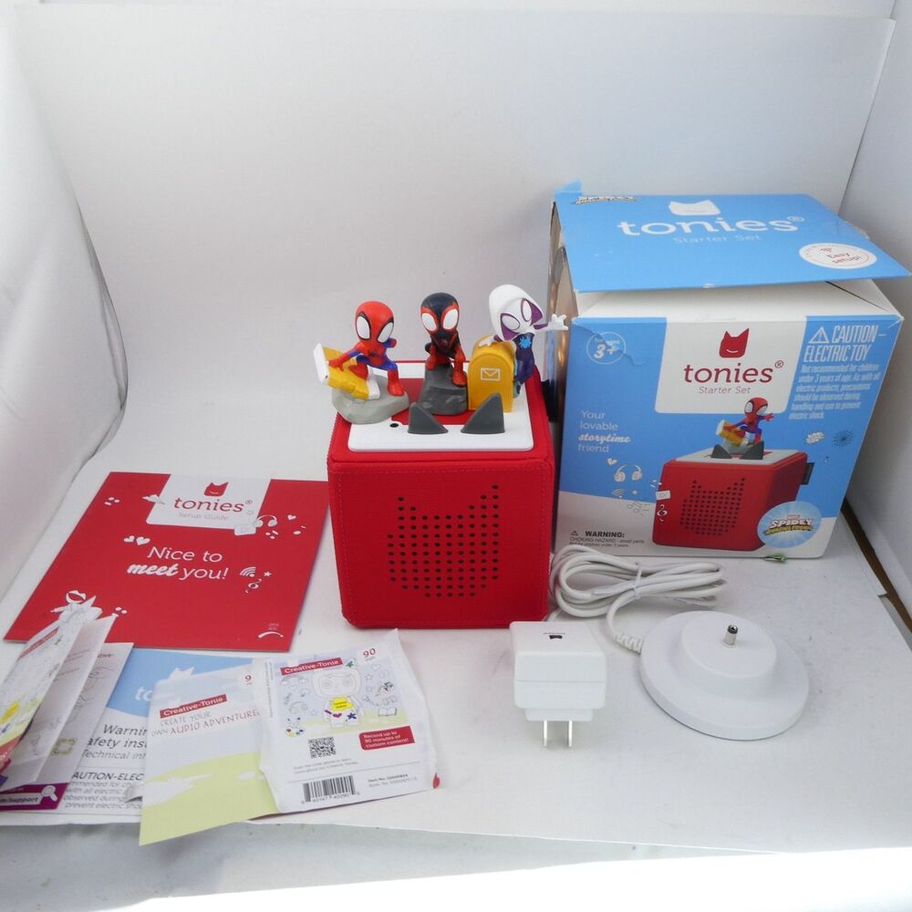 Tonies Toniebox Audio Player Marvel Bundle Spidey and 3 Tonies Characters.